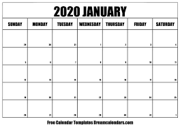 The kids can draw whatever they wan within the frame of each month! January 2020 Calendar Free Blank Printable Templates