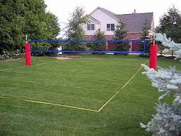 To build a volleyball court you will need about 3 or 4 yards of sand. How To Construct A Grass Artificial Turf Volleyball Court Volleyball Court Backyard Beach Volleyball Court Volleyball