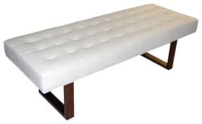The luxurious appeal of the 301b modern square shaped white tufted leather ottoman is emphasized with the carefully entrenched artificial diamonds all over in its tufts. Retro Modern Genuine Leather Bench Ottoman Transitional Upholstered Benches By For Now Designs Houzz