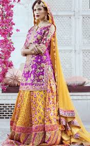 Mayun Bridal Love The Yellow And Purple Combo Not Made By Me Pakistani Bridal Couture Bridal Dress Design Beautiful Dress Designs