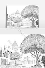 Waktu penjualan terbatas pengembalian mudah Ilustrasi Lukisan Lanskap Bangunan Bangunan Hitam Dan Putih Yang Dilukis Dengan Tangan Elemen Grafik Psd Percuma Muat Turun Pikbest House Landscape Painting Landscape Paintings Black And White Lines