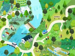 The La Gacilly Map Of Yves Rocher France La Gacilly Yves Rocher Isometric Map