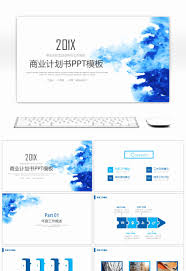 Ppt Business Plan Template Luxury Awesome Blue Style Water Ink Wave Business Plan Ppt In 2020 Business Plan Template Business Plan Template Free Business Planning
