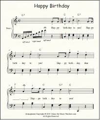 Happy Birthday Piano Music With Basic Chords In The Left Hand Happy Birthday Piano Sheet Music Happy Birthday Music