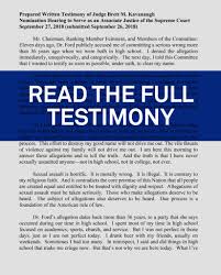 Malice may or may not exist. Read Brett Kavanaugh S Prepared Testimony Defending Against Allegations Of Sexual Misconduct Pbs Newshour