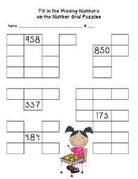 Number Grid Puzzles Nbt First Third Grades Number Grid Grid Puzzles Third Grade