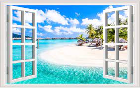 We have beach, coastal, nautical, and tropical wall decor that features palm trees, starfish fc1133 home wall art decor sea animal crab seahorse and octopus pictures canvas prints framed and stretched ready to hang for home. Beach Wall Art 3d Blue Sea Painting Window To The Sea Canvas Art For Wall Decor Print Painting For Living Room Decoration Framed And Ready To Hang Walmart Com Walmart Com