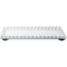 The modern look is elevated with a stunning greek key design and sparkling silver mirror details. Mirrored Decorative Serving Tray Coffee Table Ottoman Crystal Bead Platter 9 6 X6 Walmart Com Walmart Com