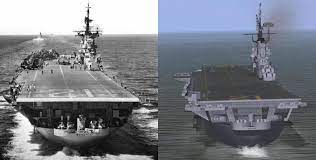 This drawing shows the appearance of a. Essex Class Carriers Long Hull Version