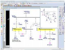 There are several lines and a lot of symbols all over the page. Management Software Package One Line Diagram Etap