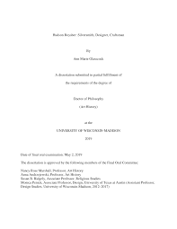 Hudson Roysher: Silversmith, Designer, Craftsman By Ann Marie Glasscock A  dissertation submitted in partial fulfillment of the r