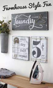 This laundry sign features a wood plank design with a distressed white surface, a rustic brown wood frame, and text in blue and black color. Pin On Farmhouse Rustic Laundry Room Decor Ideas