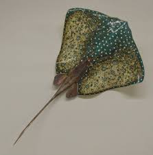 Fused Glass Stingray With Removable Copper Tail Fused Glass Art Fused Glass Glass Sculpture