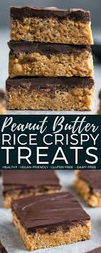 These Healthy Peanut Butter Rice Crispy Treats Are Made With Only 6 Good Peanut Butter Rice Crispy Treats Rice Crispy Treats Recipe Peanut Butter Crispy Treats