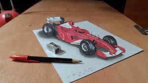 How I Draw A 3d Ferrari Formula 1 Car Trick Art By Vamos Art Tips White Gel Pen Faber Castell Pens