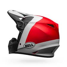 Black And White Dirt Bike Helmet Bell Mx 9 Mips Dirt Motorcycle Helmet Presence Matte Gloss Red Black White Back Left In 2020 Dirt Bike Helmets Bike Helmet Helmet