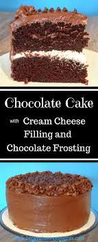 Chocolate Cake With Cream Cheese Filling And Chocolate Frosting Recipe Chocolate Filling For Cake Homemade Cake Recipes Chocolate Cake Filling Recipes