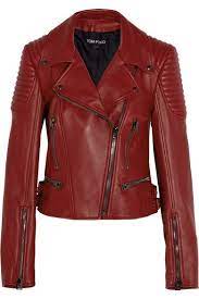Tom Ford Charming Leather Biker Jacket Red Jacket Leather Leather Jackets Women Leather Jacket