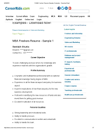 Besides resumes in word format, pdf fresher's resume templates are also very common. 5 Mba Freshers Resume Samples Examples Download Now Master Of Business Administration Resume