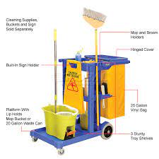 Global Janitor Cart Blue With 25 Gallon Vinyl Bag Cleaning Cart House Cleaning Services Janitorial Cleaning