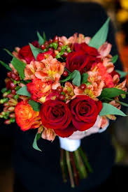 Fall Or Summer Wedding Bouquet Designed With Circus And Red Roses Orange Alstroemeria With Burg Red Bouquet Wedding Order Wedding Flowers Red Wedding Flowers