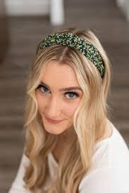 Paige Dark Green Floral Headband Zenana