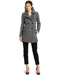 Black And White Houndstooth Coat Women S Jessica Simpson Women S Houndstooth Pea Coat Amazon Com Clothing Fashion Sassy Outfit Pea Coats Women