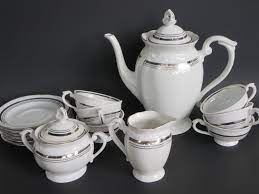 Porcelain Tea Set Fine Porcelain Silver White Teaset Tea Porcelain Tea Set Fine Porcelain Porcelain