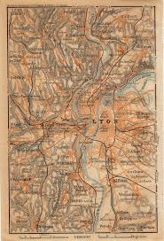 1914 Lyon France Antique Map Liyon Rhone Alpes Rhone River Saone River Lyon France Antique Map Vintage Maps