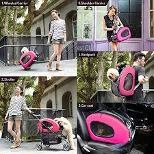 Ibiyaya Multifunction Pet Carrier Backpack Carseat Pet Carrier Stroller Carriers With Wheels For Dogs And Cats All In One Pink Dog Gifts Store Pet Backpack Carrier Dog Stroller Cat Stroller