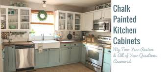 chalk painted kitchen cabinets: 2 years