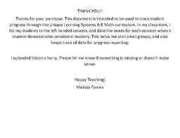 unique learning systems math 6 8 concept mastery chart