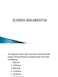 Reka bentuk abstrak melibatkan proses mereka bentuk produk yang boleh dilihat tetapi tidak boleh dipegang. Elemen Rekabentuk Landskap