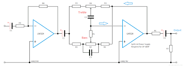 This is an electronic circuit simulator. Baxandall Bass And Tone Circuit And Calculator