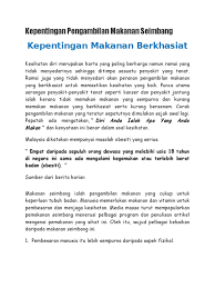 Manusia memerlukan makanan dan vitamin untuk pembesaran dan menjaga kesihatan. Kepentingan Makanan Sihat Sukesihatkah
