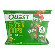 Quest Tortilla Style Protein Chips Chili Lime 4ct 4 5oz Protein Chips Protein Snacks Chips