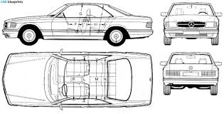 Mercedes Benz S Class C126 560 Sec Blueprints Vector Drawings Clipart And Pdf Templates Benz S Benz S Class Mercedes Benz