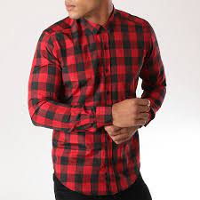 Chemise tête de mort pour homme. Lbo Chemise Manches Longues Slim Fit 159 Carreaux Noir Rouge Laboutiqueofficielle Com