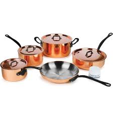 Set Includes 10 2 Inch Skillet 1 9 Quart Saucepan With Lid 2 6 Quart Saucepan With Lid 3 2 Quart Sau Copper Cookware Set Mauviel Copper Kitchen Accessories