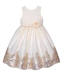 Loving This Candlelight Gold Sequin Floral Trim A Line Dress Toddler Girls On Zulily Zulilyfind Toddler Party Dress Toddler Girl Dresses Girls Dresses