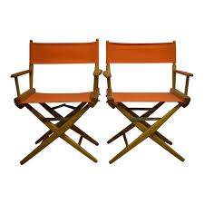 Hermes Orange Canvas Director S Chairs A Pair Image 1 Of 7 Chair Directors Chair Side Chairs