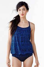 Women S Beach Living Blouson Tankini Swimsuit Top Tonal Island Batik From Lands End Womens Tankini Tops Tankini Swimsuit Top Blouson Tankini Top