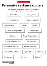 Persuasive Sentence Starters Primary Ks2 Teaching Resource Persuasive Writing Examples Persuasive Writing Writing Lessons