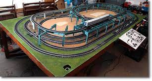 Next We Will Bolt The Sidewalks With The Buildings To The Table And Connect The Lighting Additional G Model Trains Model Railway Track Plans Model Train Table