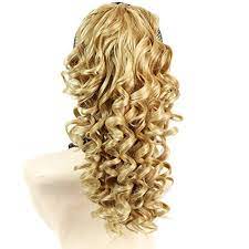 The messy hair scrunchie adds instant volume for a stylish everyday look and can be used as a messy updo for parties or special occasions and events or wedding hair piece for bride/bridesmaids etc. Amazon Com Spiral Curly Hair Piece Blonde Mix Ponytail Irish Dance Extension Curly Blonde Clip On Ponytail Beauty Personal Care