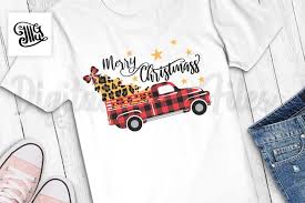 Merry christmas vintage red truck vector. Merry Christmas Svg Buffalo Plaid Christmas Truck Svg 374652 Cut Files Design Bundles