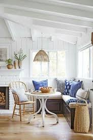 Patterned breakfast nook bench against light wood. Pin By Leslie Anne Ball On Decoracion House Interior Dining Nook Home