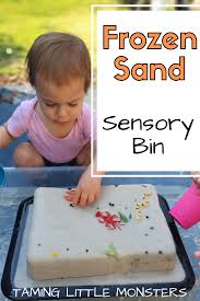 Frozen Sand Sensory Bin For Kids In 2020 Sensory Bins Sensory Activities Toddlers Sensory