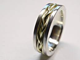 Celtic Wedding Band Men Gold Braided Wedding Ring Viking Mens Promise Ring Gold Braided Men Proposal Ring Gold Silver Woven Band For Him Promise Rings For Guys Mens Gold Wedding Band