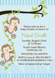 Twin Monkey Boys Baby Shower Invitations Candles And Favors